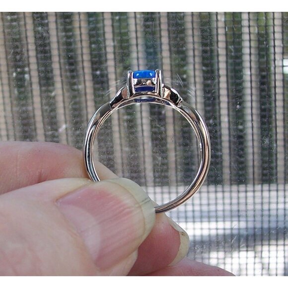 925 Sterling Silver Lab Created Blue Fire Opal - Picture 6 of 15